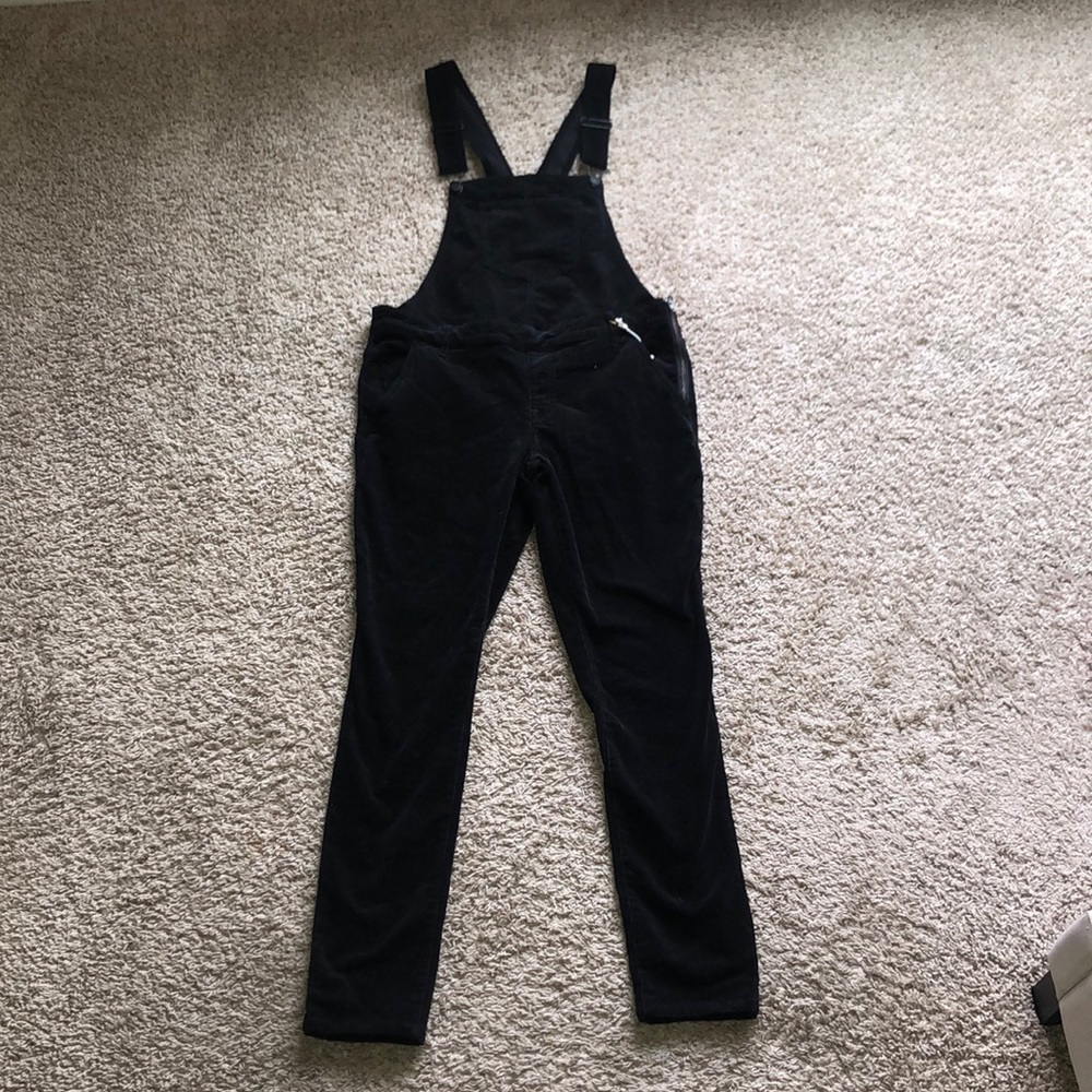 Black suede overalls
